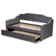 Baxton Studio Freda Traditional and Transitional Grey Velvet Fabric Upholstered and Button Tufted Twin Size Daybed with Trundle