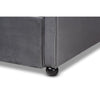 Baxton Studio Freda Traditional and Transitional Grey Velvet Fabric Upholstered and Button Tufted Twin Size Daybed with Trundle