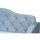 Baxton Studio Freda Traditional and Transitional Light Blue Velvet Fabric Upholstered and Button Tufted Twin Size Daybed with Trundle