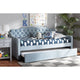 Baxton Studio Freda Traditional and Transitional Light Blue Velvet Fabric Upholstered and Button Tufted Twin Size Daybed with Trundle