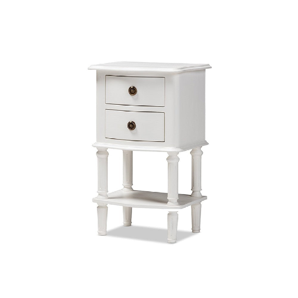 Baxton Studio Audrey Country Cottage Farmhouse White Finished 2-Drawer Nightstand WHI-GLA5-White-NS