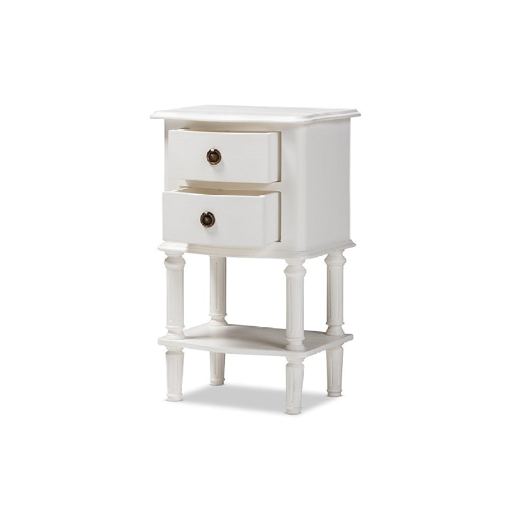 Baxton Studio Audrey Country Cottage Farmhouse White Finished 2-Drawer Nightstand WHI-GLA5-White-NS
