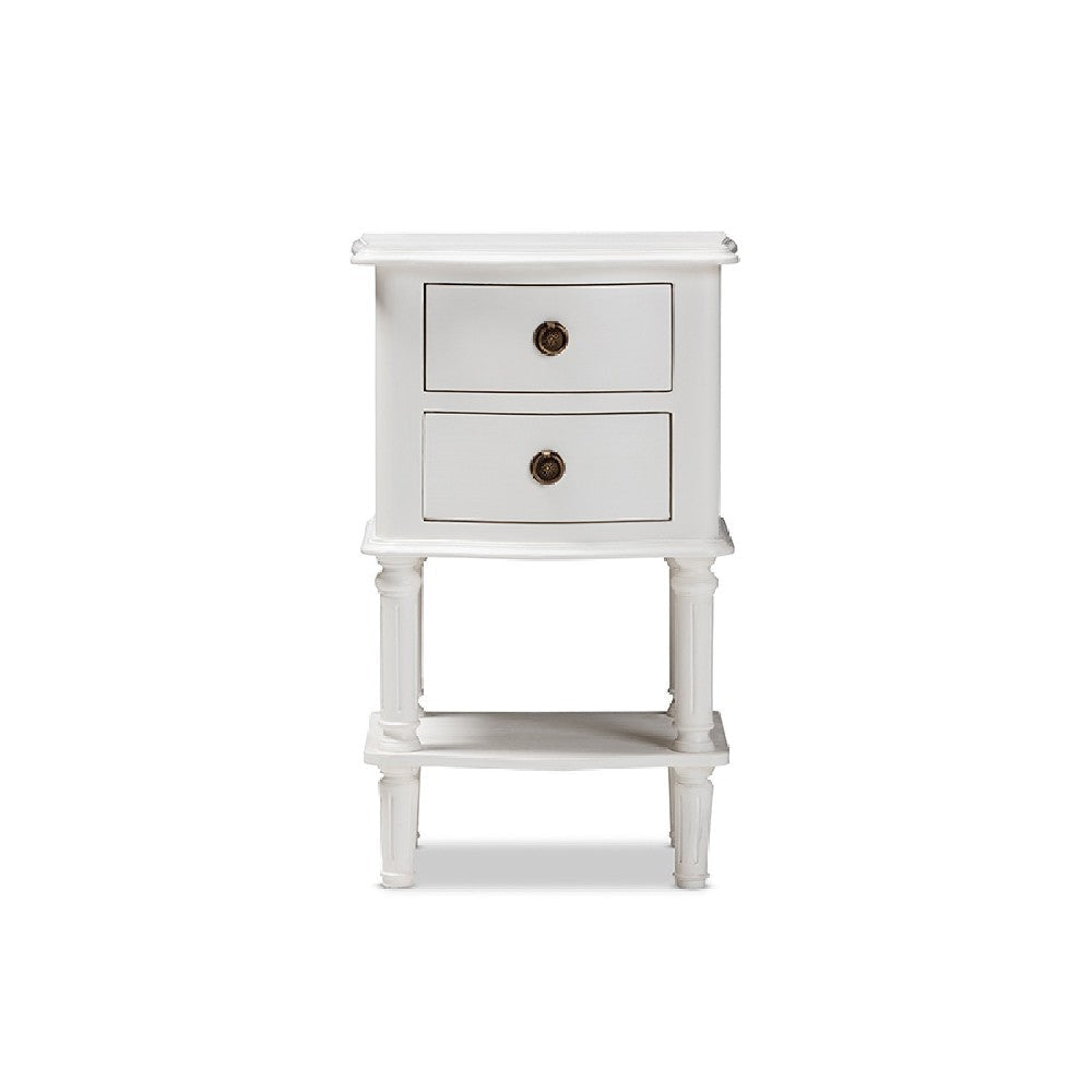 Baxton Studio Audrey Country Cottage Farmhouse White Finished 2-Drawer Nightstand WHI-GLA5-White-NS