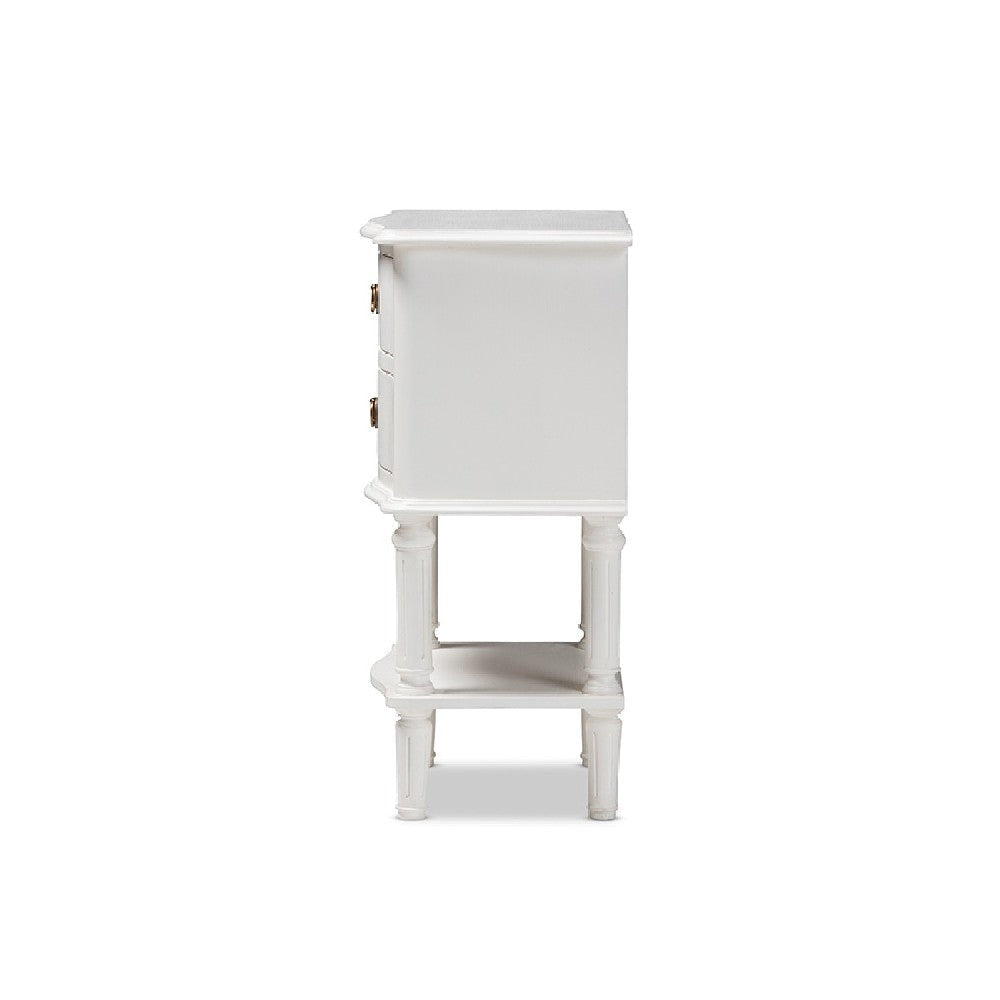 Baxton Studio Audrey Country Cottage Farmhouse White Finished 2-Drawer Nightstand WHI-GLA5-White-NS