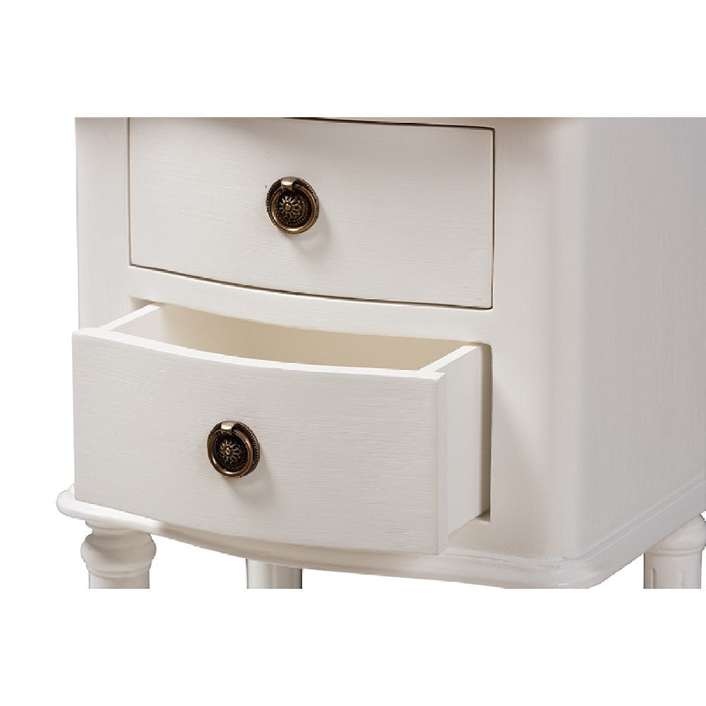 Baxton Studio Audrey Country Cottage Farmhouse White Finished 2-Drawer Nightstand WHI-GLA5-White-NS