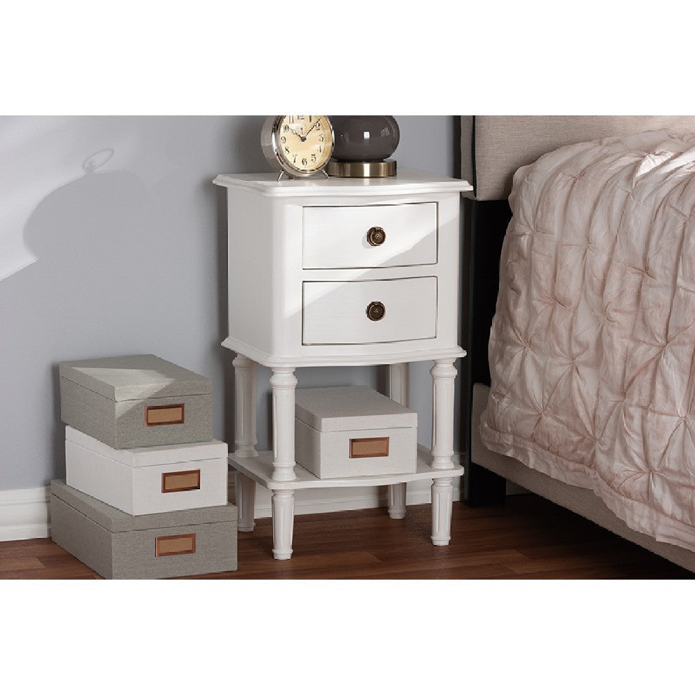 Baxton Studio Audrey Country Cottage Farmhouse White Finished 2-Drawer Nightstand