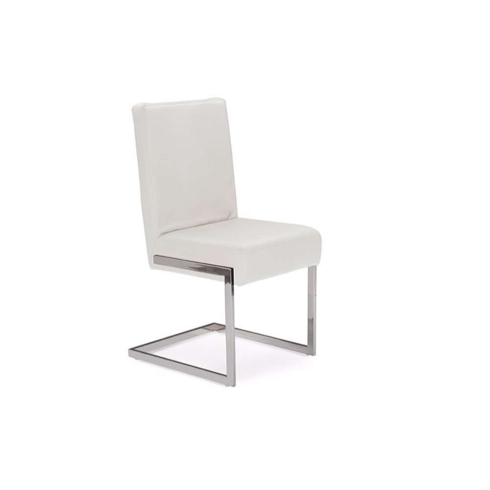Baxton Studio Toulan Modern and Contemporary White Faux Leather Upholstered Stainless Steel Dining Chair (Set of 2) WHI-GY-180714-White