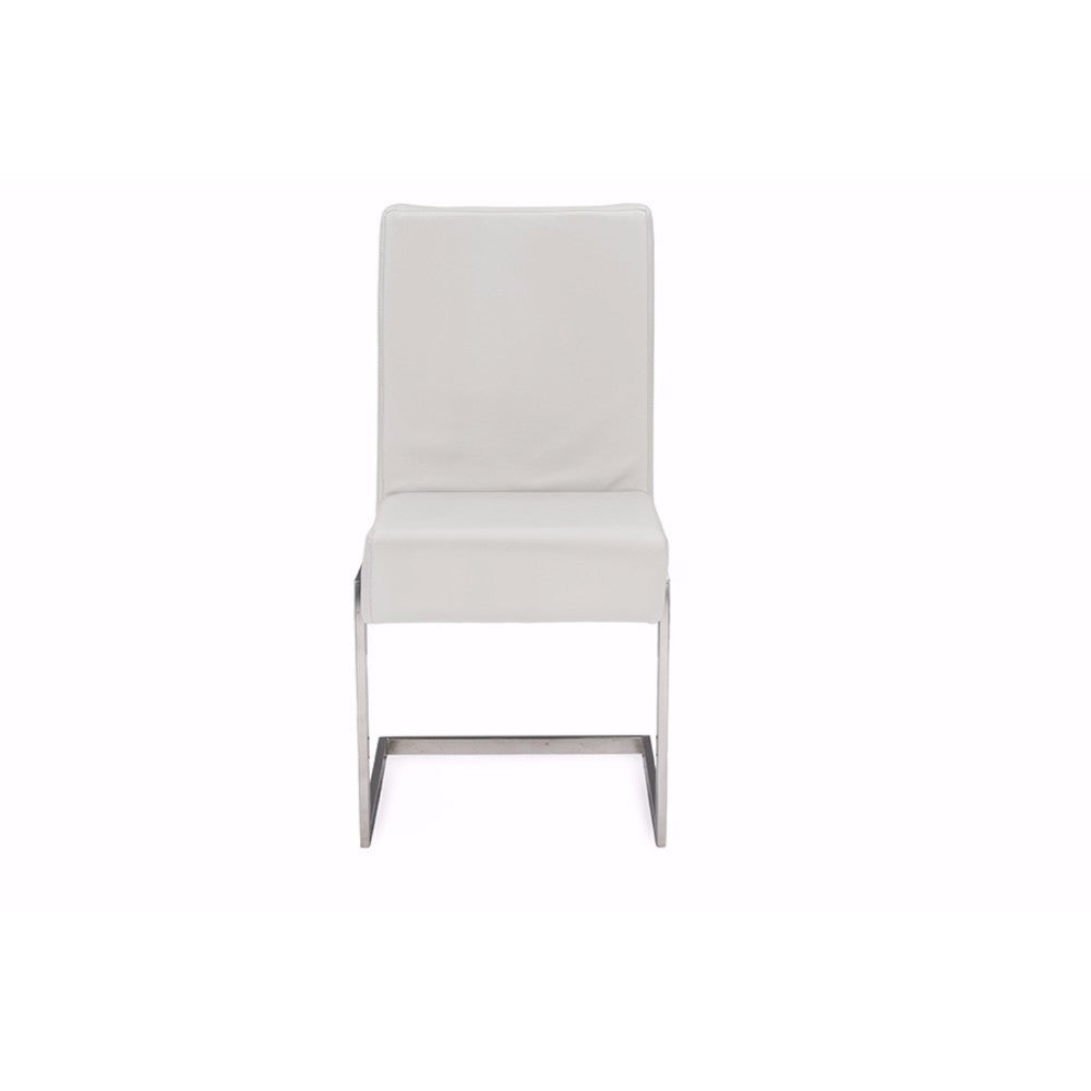 Baxton Studio Toulan Modern and Contemporary White Faux Leather Upholstered Stainless Steel Dining Chair (Set of 2) WHI-GY-180714-White