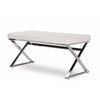 Baxton Studio Herald Modern and Contemporary Stainless Steel and White Faux Leather Upholstered Rectangle Bench WHI-GY-8414-White-PU