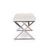 Baxton Studio Herald Modern and Contemporary Stainless Steel and White Faux Leather Upholstered Rectangle Bench