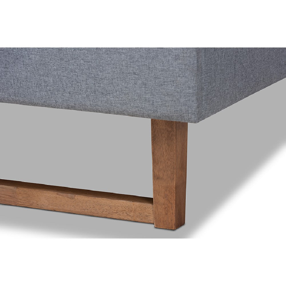 Baxton Studio Gabriela Rustic Modern Dark Grey Fabric Upholstered and Ash Walnut Brown Finished Wood Full Size Platform Bed