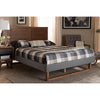 Baxton Studio Gabriela Rustic Modern Dark Grey Fabric Upholstered and Ash Walnut Brown Finished Wood Queen Size Platform Bed