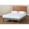 Baxton Studio Gabriela Rustic Modern Dark Grey Fabric Upholstered and Ash Walnut Brown Finished Wood Queen Size Platform Bed