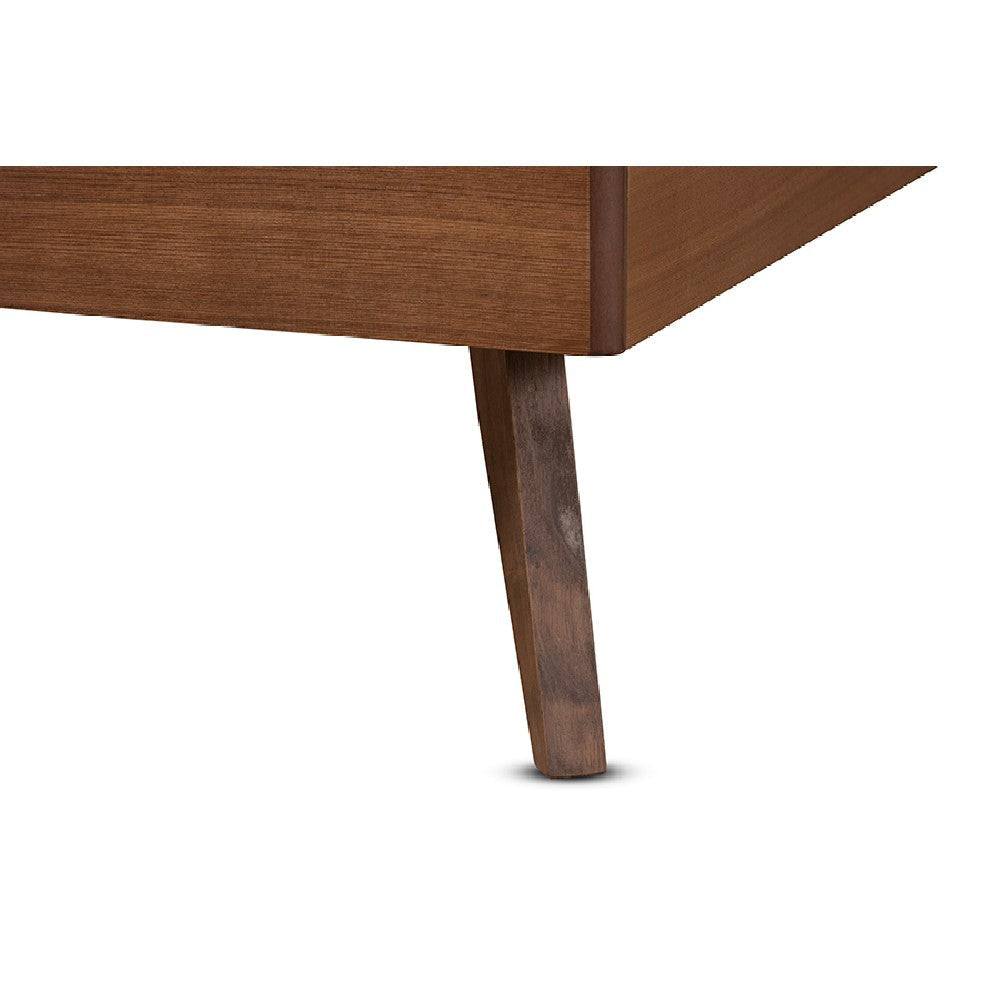 Baxton Studio Gemma Mid-Century Modern Transitional Walnut Brown Finished Wood Twin Size Platform Bed WHI-Gemma-Ash-Walnut-Twin