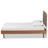 Baxton Studio Greta Mid-Century Modern Dark Grey Fabric Upholstered and Walnut Brown Finished Wood Twin Size Platform Bed