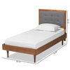 Baxton Studio Greta Mid-Century Modern Dark Grey Fabric Upholstered and Walnut Brown Finished Wood Twin Size Platform Bed