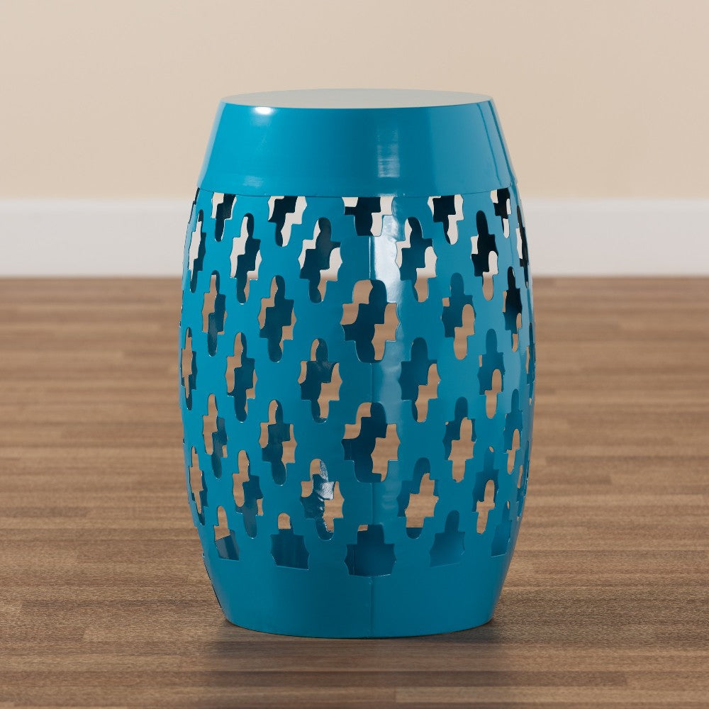 Baxton Studio Branson Modern and Contemporary Blue Finished Metal Outdoor Side Table