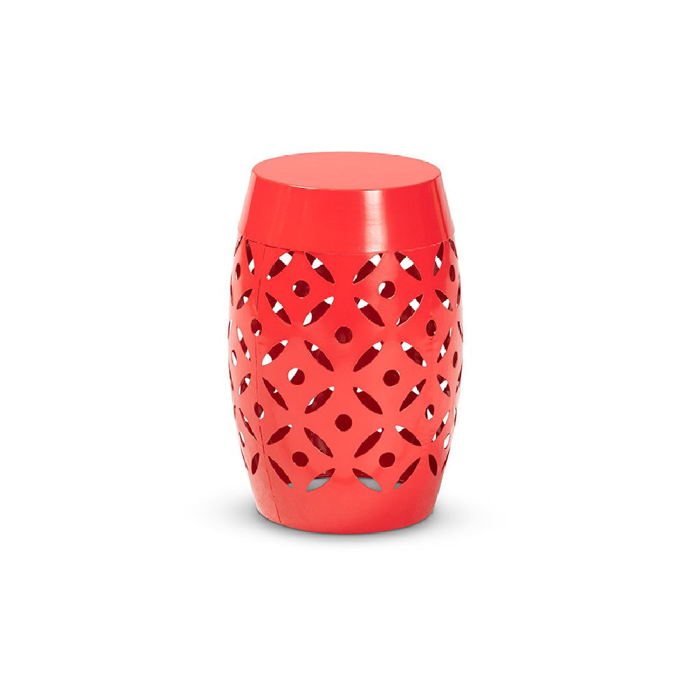 Baxton Studio Hallie Modern and Contemporary Red Finished Metal Outdoor Side Table WHI-H01-101371-Red-Metal-Side-Table