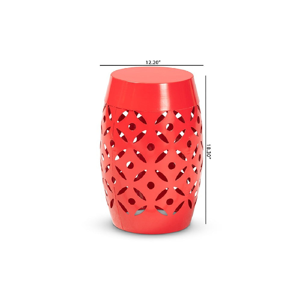 Baxton Studio Hallie Modern and Contemporary Red Finished Metal Outdoor Side Table