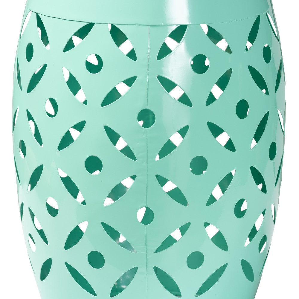 Baxton Studio Hallie Modern and Contemporary Aqua Finished Metal Outdoor Side Table WHI-H01-101371B-Aqua-Metal-Side-Table
