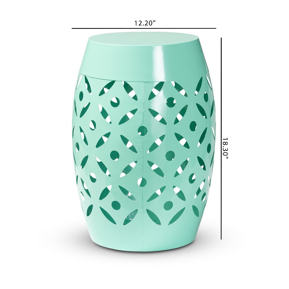 Baxton Studio Hallie Modern and Contemporary Aqua Finished Metal Outdoor Side Table
