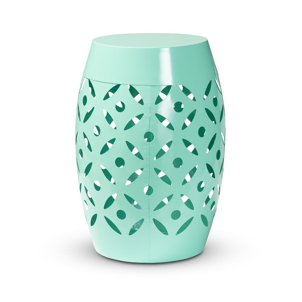 Baxton Studio Hallie Modern and Contemporary Aqua Finished Metal Outdoor Side Table WHI-H01-101371B-Aqua-Metal-Side-Table