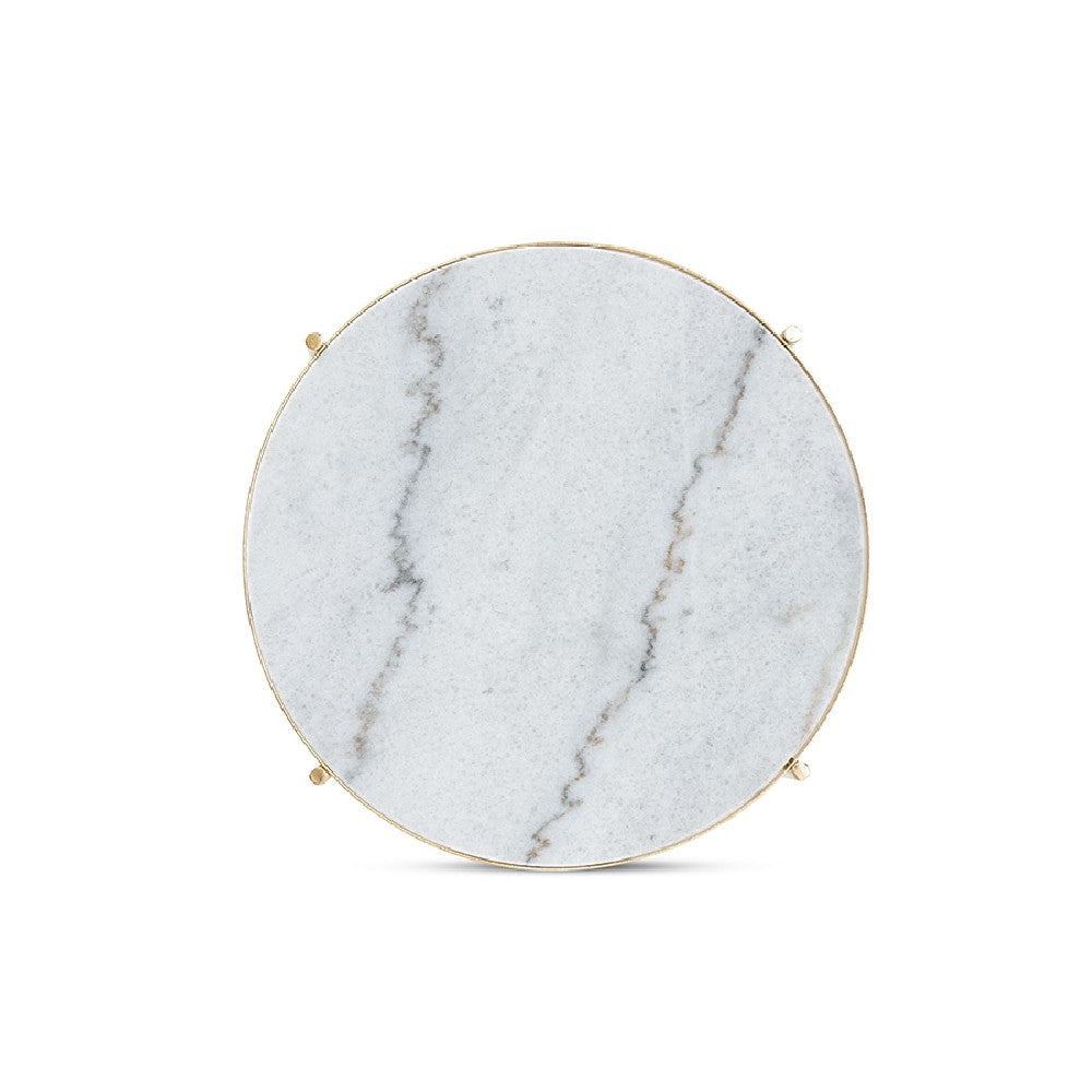 Baxton Studio Maddock Modern and Contemporary Gold Finished Metal End Table with Marble Tabletop WHI-H01-102776-Metal-Marble-Side-Table