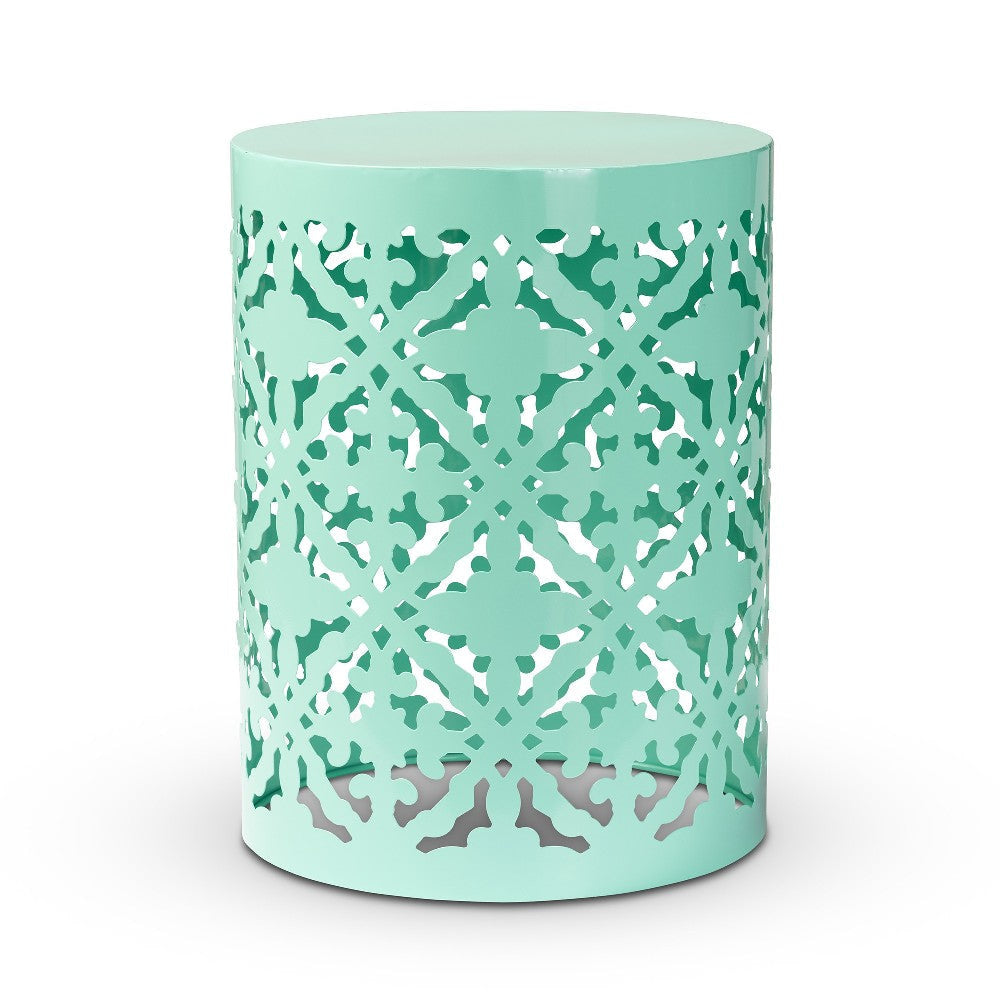 Baxton Studio Jamila Modern and Contemporary Aqua Finished metal Outdoor Side Table WHI-H01-104258-Aqua-Metal-Side-Table
