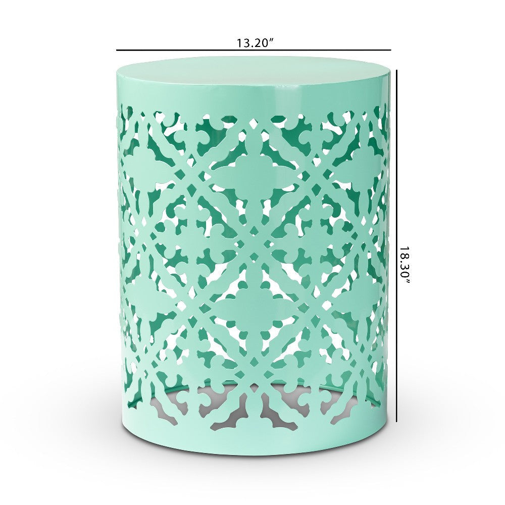 Baxton Studio Jamila Modern and Contemporary Aqua Finished metal Outdoor Side Table