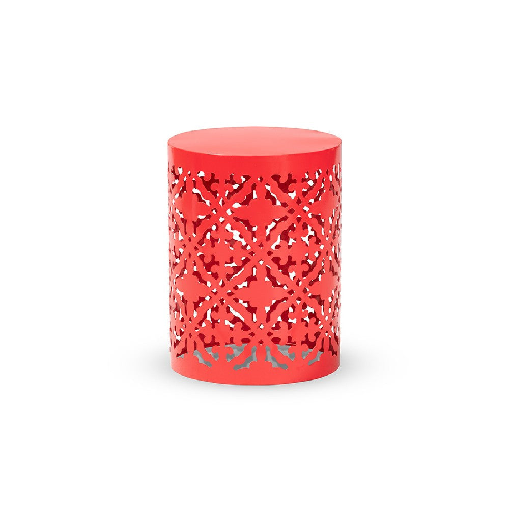 Baxton Studio Jamila Modern and Contemporary Red Finished metal Outdoor Side Table WHI-H01-104258-Red-Metal-Side-Table