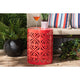 Baxton Studio Jamila Modern and Contemporary Red Finished metal Outdoor Side Table WHI-H01-104258-Red-Metal-Side-Table
