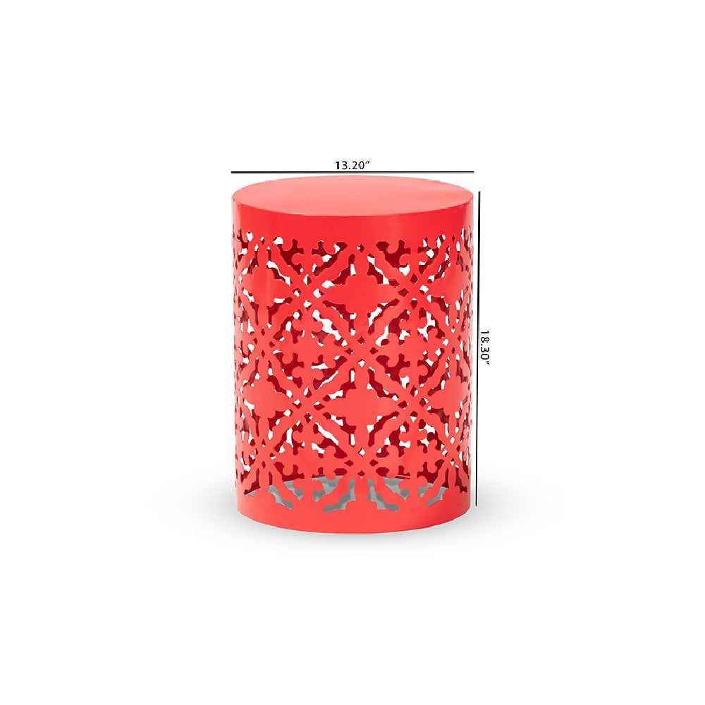 Baxton Studio Jamila Modern and Contemporary Red Finished metal Outdoor Side Table