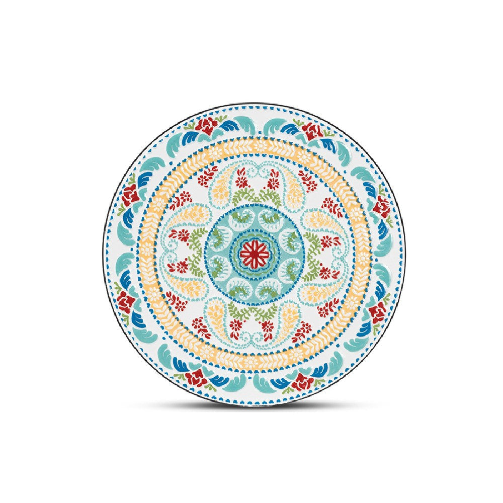 Baxton Studio Gaenor Modern and Contemporary Black Metal and Multi-Colored Ceramic Tile Plant Stand WHI-H01-104289-Plant-Stand