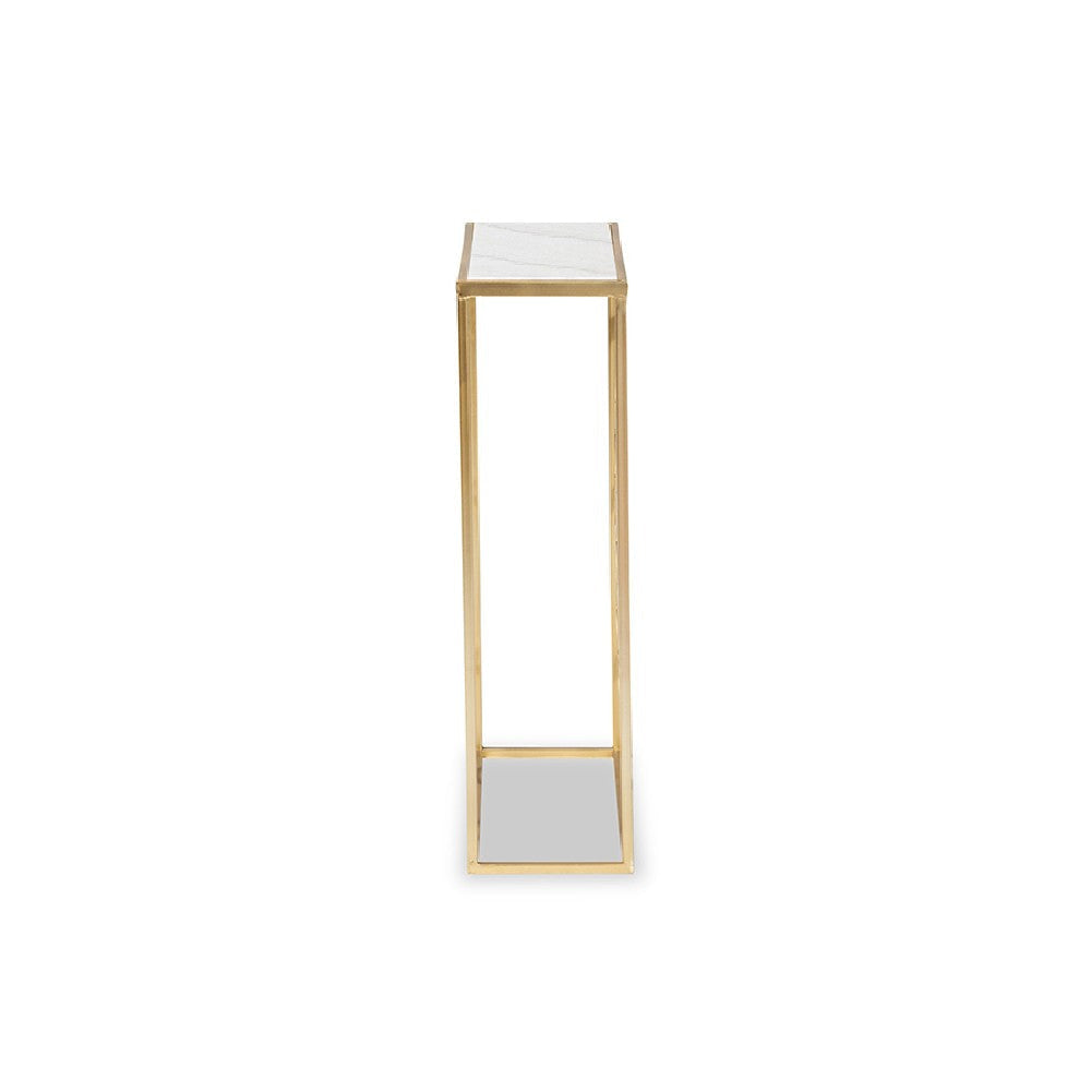 Baxton Studio Calanthe Modern and Contemporary Gold Finished Metal Console Table with Marble Tabletop WHI-H01-93949-Metal-Marble-Console