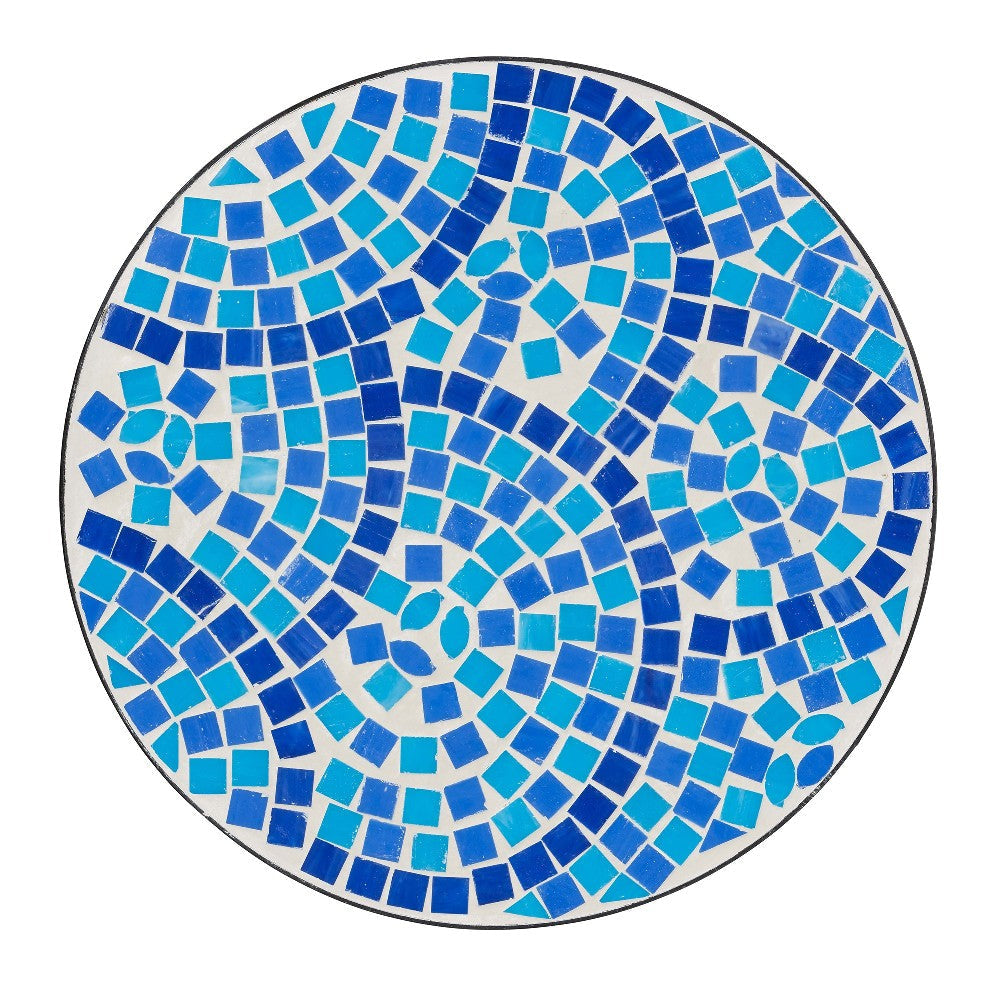 Baxton Studio Gaenor Modern and Contemporary Black Metal and Blue Glass Plant Stand WHI-H01-97880-Mosaic-Plant-Stand