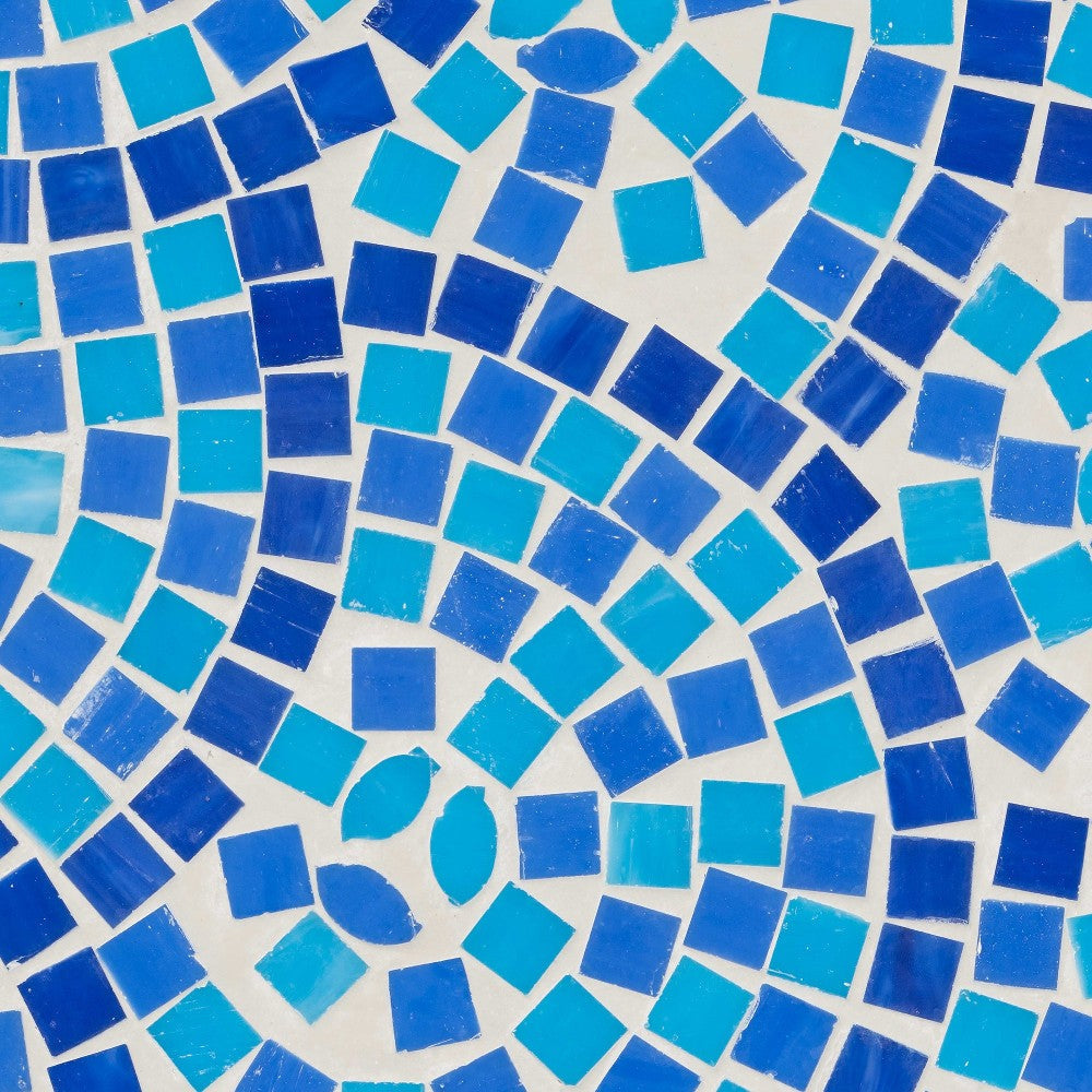 Baxton Studio Gaenor Modern and Contemporary Black Metal and Blue Glass Plant Stand WHI-H01-97880-Mosaic-Plant-Stand