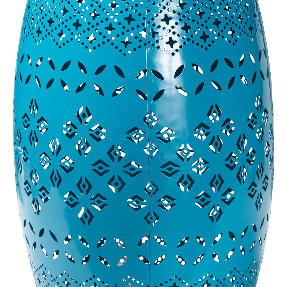 Baxton Studio Lavinia Modern and Contemporary Blue Finished Metal Outdoor Side Table WHI-H01-97938C-Blue-Metal-Side-Table