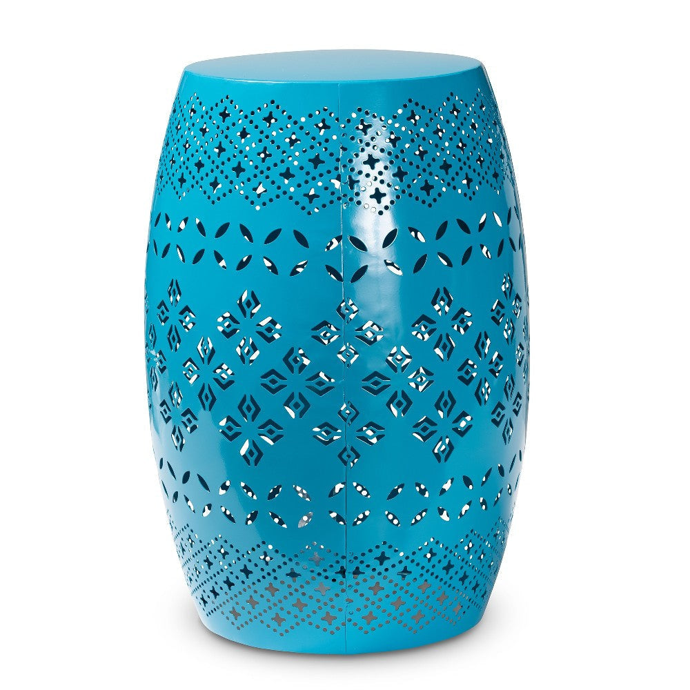 Baxton Studio Lavinia Modern and Contemporary Blue Finished Metal Outdoor Side Table WHI-H01-97938C-Blue-Metal-Side-Table