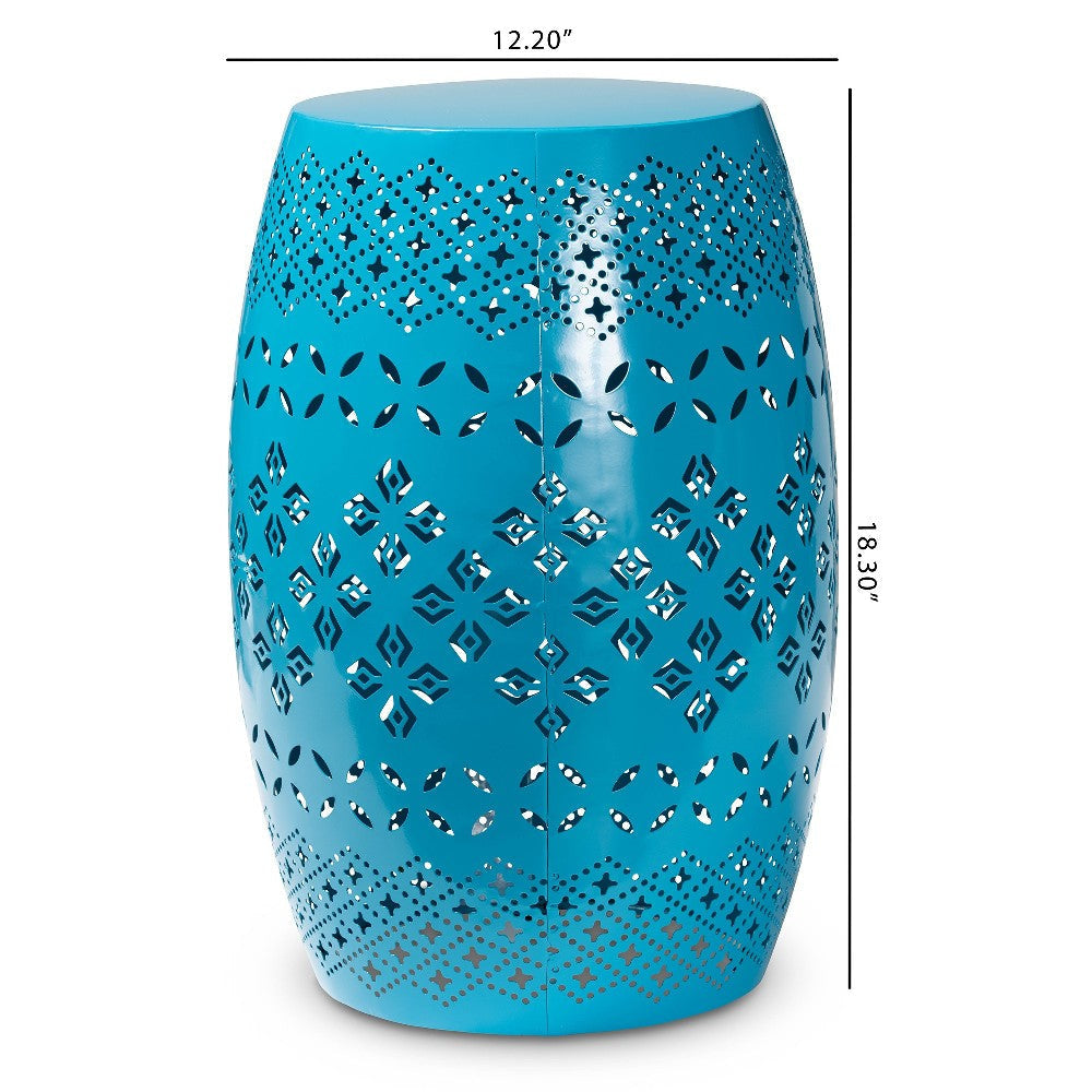 Baxton Studio Lavinia Modern and Contemporary Blue Finished Metal Outdoor Side Table