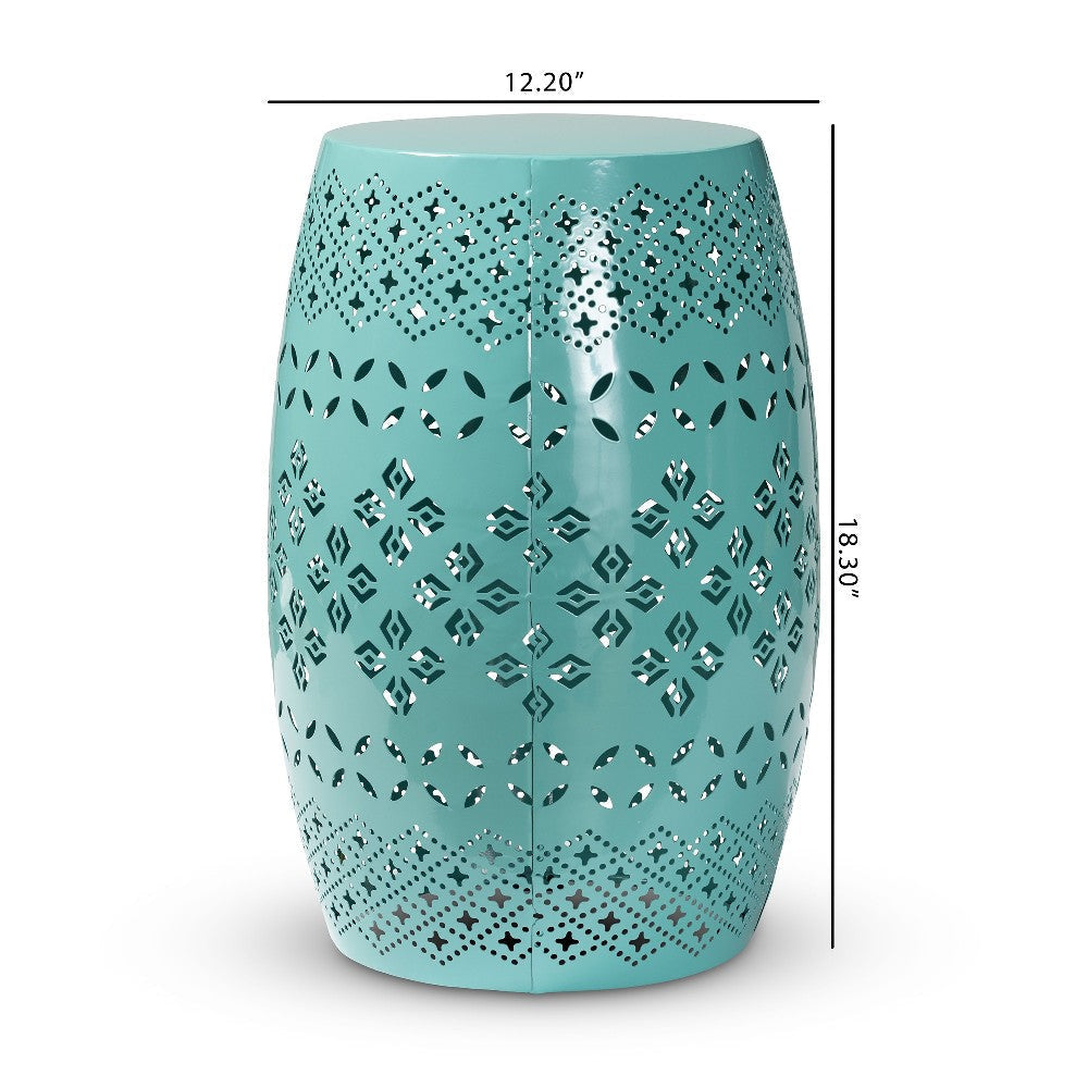 Baxton Studio Lavinia Modern and Contemporary Teal Finished Metal Outdoor Side Table