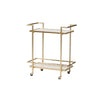 Baxton Studio Louise Contemporary Glam and Luxe Gold Metal and White Marble 2-Tier Wine Cart WHI-H01-98877-Gold-White-Marble-Cart