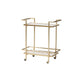 Baxton Studio Louise Contemporary Glam and Luxe Gold Metal and White Marble 2-Tier Wine Cart WHI-H01-98877-Gold-White-Marble-Cart