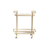 Baxton Studio Louise Contemporary Glam and Luxe Gold Metal and White Marble 2-Tier Wine Cart WHI-H01-98877-Gold-White-Marble-Cart