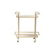 Baxton Studio Louise Contemporary Glam and Luxe Gold Metal and White Marble 2-Tier Wine Cart WHI-H01-98877-Gold-White-Marble-Cart