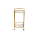 Baxton Studio Louise Contemporary Glam and Luxe Gold Metal and White Marble 2-Tier Wine Cart WHI-H01-98877-Gold-White-Marble-Cart