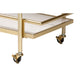 Baxton Studio Louise Contemporary Glam and Luxe Gold Metal and White Marble 2-Tier Wine Cart WHI-H01-98877-Gold-White-Marble-Cart