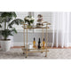 Baxton Studio Louise Contemporary Glam and Luxe Gold Metal and White Marble 2-Tier Wine Cart WHI-H01-98877-Gold-White-Marble-Cart
