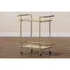 Baxton Studio Louise Contemporary Glam and Luxe Gold Metal and White Marble 2-Tier Wine Cart