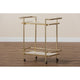 Baxton Studio Louise Contemporary Glam and Luxe Gold Metal and White Marble 2-Tier Wine Cart