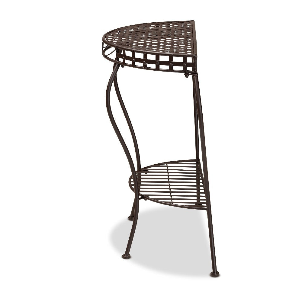 Baxton Studio Laraine Modern and Contemporary Brown Metal Outdoor Console Table WHI-H01-99057A-Metal-Console-Table